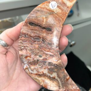 Indonesian Crazy Lace Agate Crescent Moon + Stand - Image 6