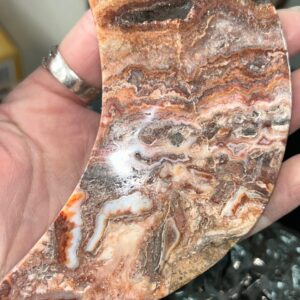 Indonesian Crazy Lace Agate Crescent Moon + Stand - Image 3