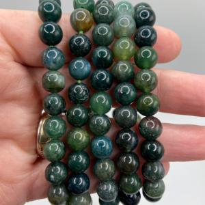 Moss Agate Bead Bracelet