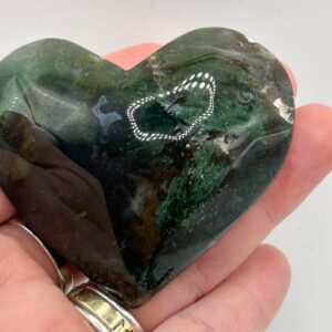 Moss Agate Heart Palm Stone - Image 2
