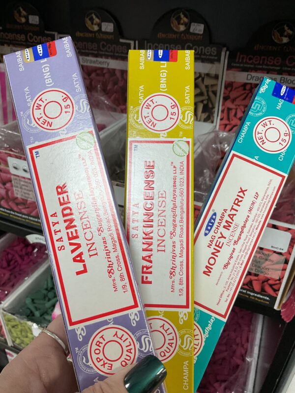 Lavender, Frankincense and Money Matrix incense in boxes