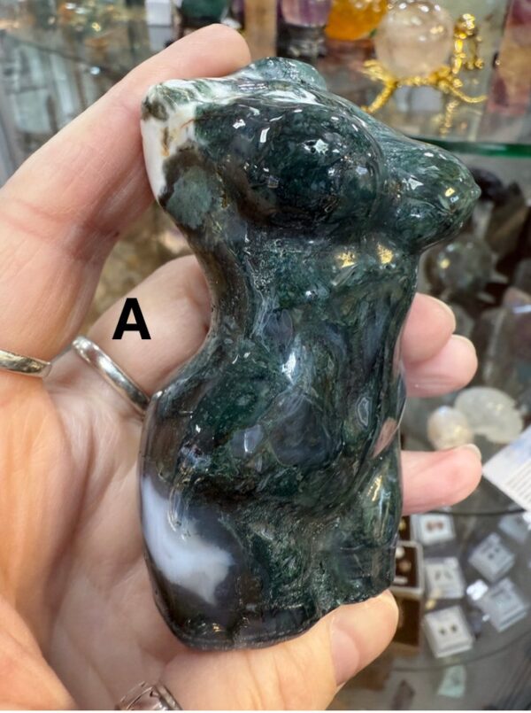 Moss Agate Goddess Carving - Image 3