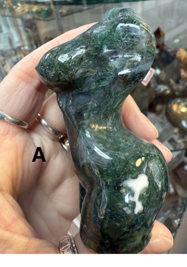 Moss Agate Goddess Carving - Image 5