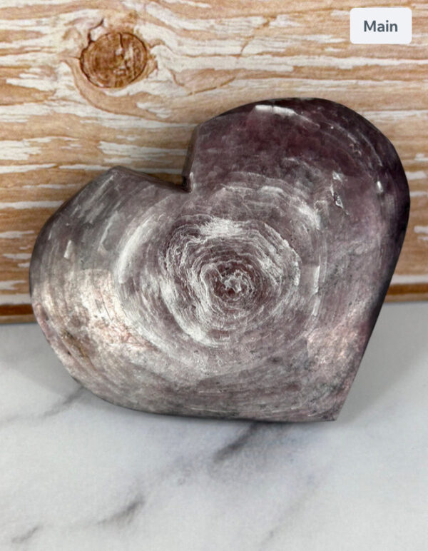 Gem Lepidolite (purple mica) Heart Palm