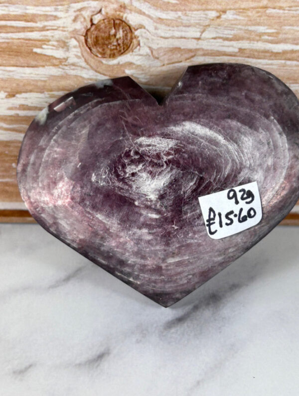 Gem Lepidolite (purple mica) Heart Palm - Image 3