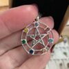 Chakra Stone Pentagram Pendant - Sterling Silver - Image 3