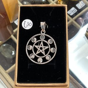 Sterlimg Silver Moon Phase Penntagram Pendant