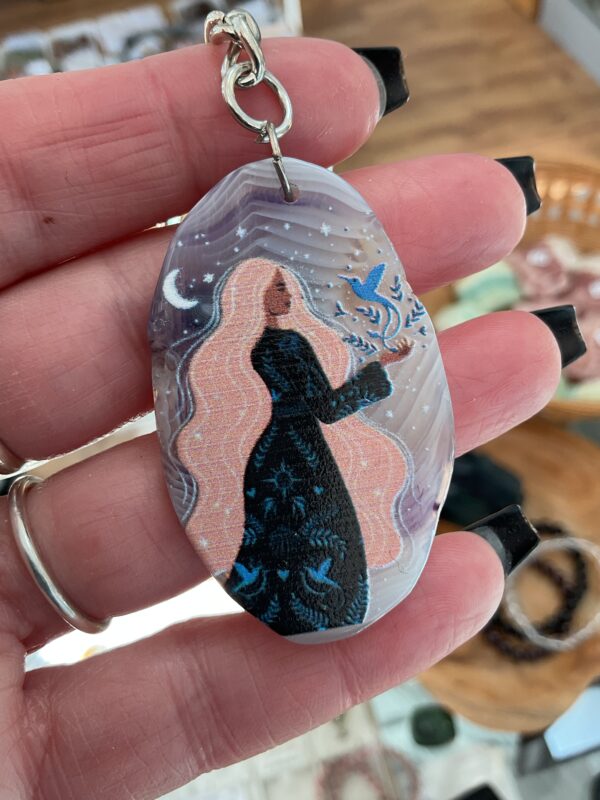 Agate Slice Witchy Design Keyring - Image 5