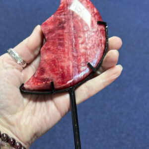 Moonstone (Dyed Red) Moon on Stand