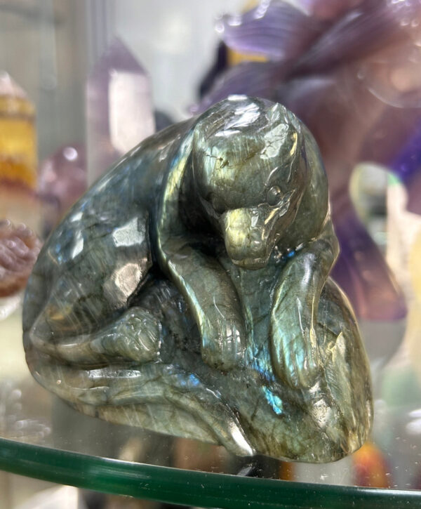 Labradorite Dog Carving - Image 2