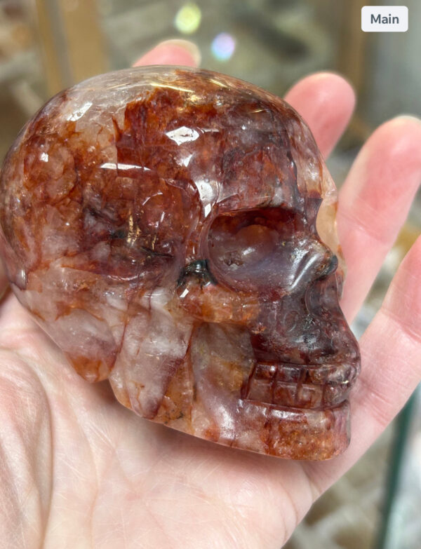 Fire Quartz Skull Carving