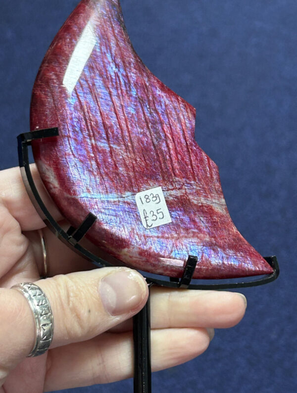 Moonstone (dyed Red) Moon on Stand - Image 4