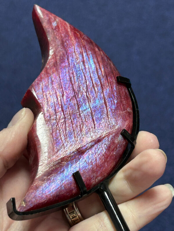 Moonstone (dyed Red) Moon on Stand - Image 3