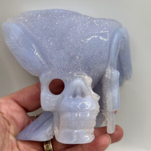 Blue Lace Agate Skull Carving