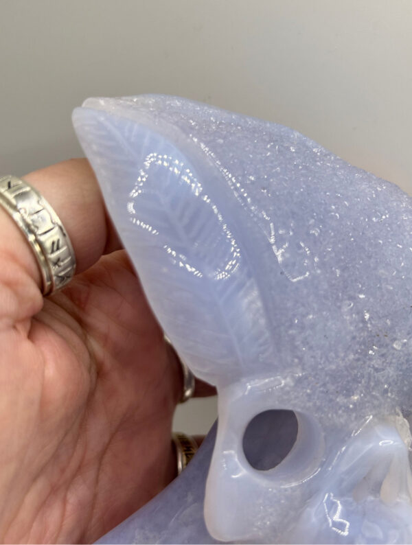 Blue Lace Agate Skull Carving - Image 4
