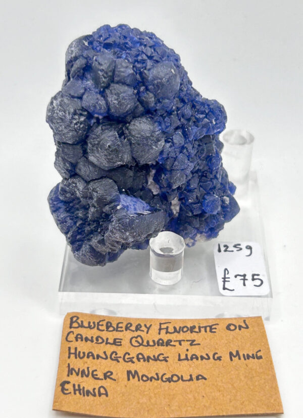Blueberry Fluorite on Candle Quartz Matrix - Image 3