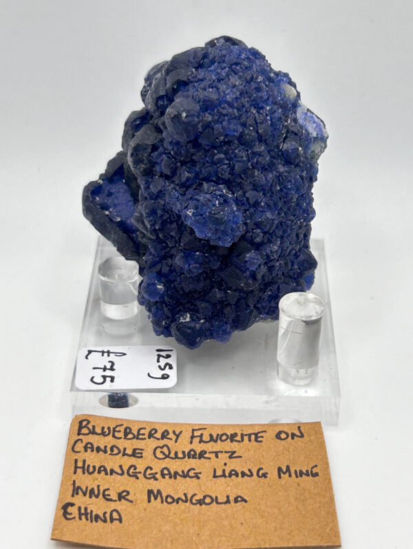 Blueberry Fluorite on Candle Quartz Matrix - Image 4