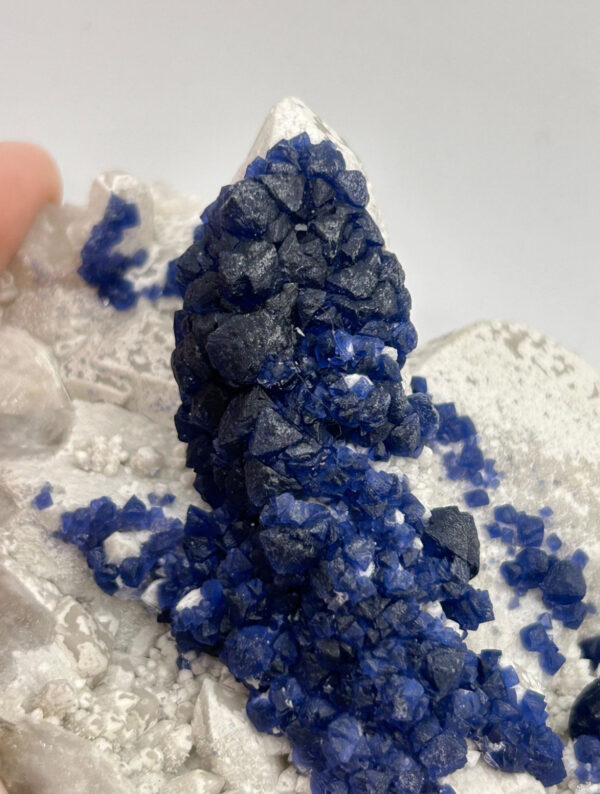 Blueberry Fluorite on Candle Quartz Matrix