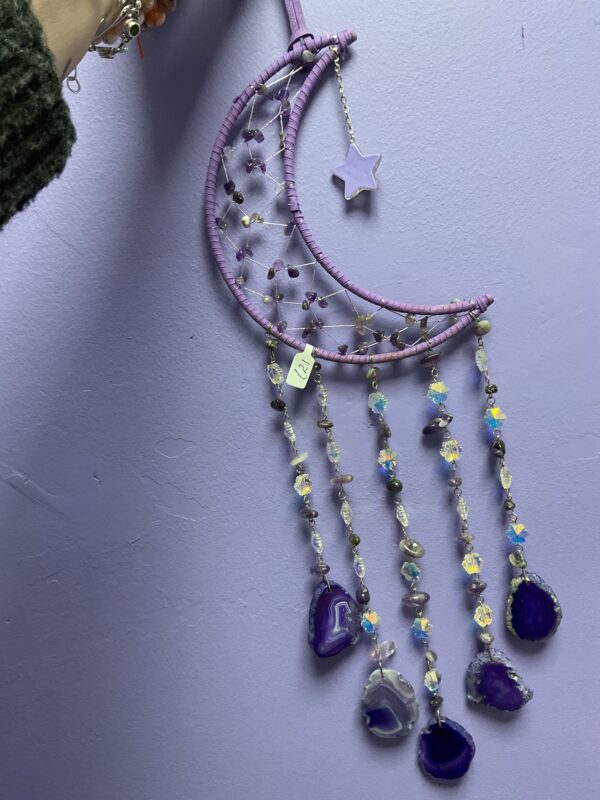 Agate Slice Crescent Moon Dream Catcher
