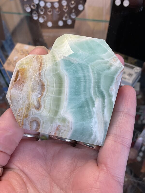 Pistachio Calcite Facteted Heart - Image 2