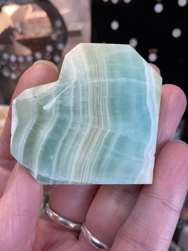 Pistachio Calcite Facteted Heart