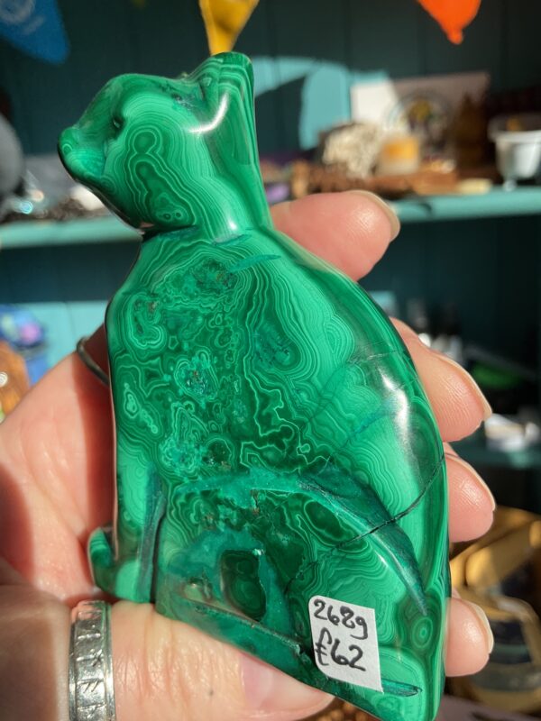 Malachite Cat Carving - Image 7