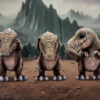 Three Wise Tyrannosaurus Rex Ornaments