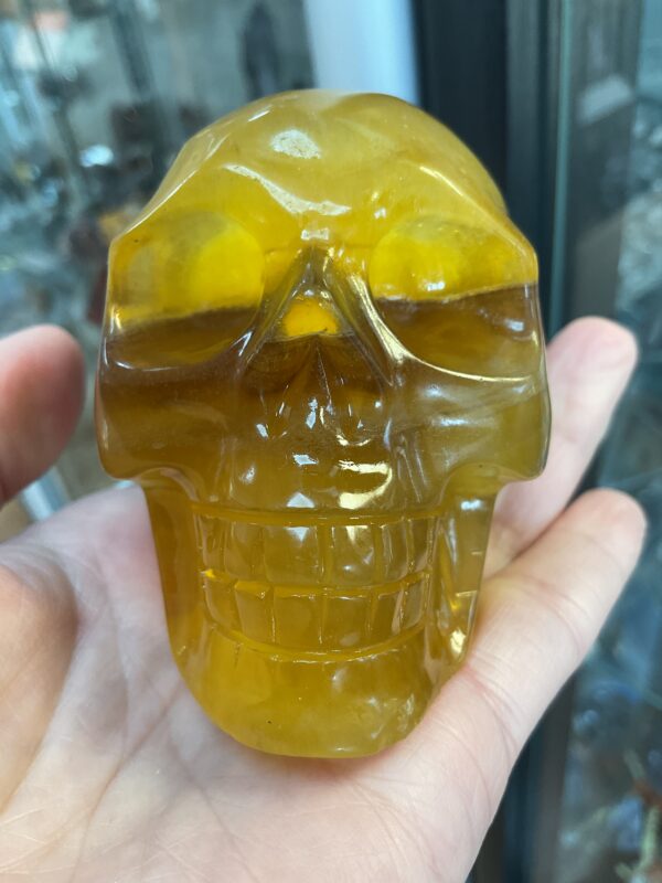 Yellow Fluorite Skull Carving
