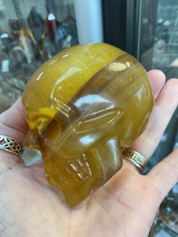 Yellow Fluorite Skull Carving - Image 4