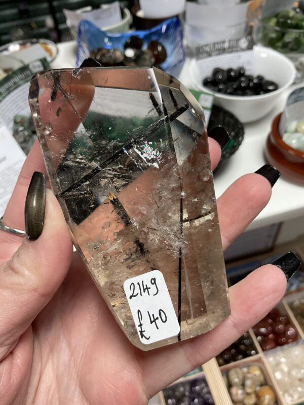 Tourmaline in Quartz Freeform on Stand - Image 4