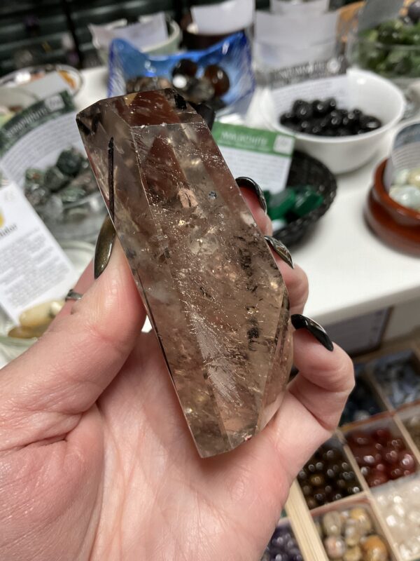 Tourmaline in Quartz Freeform on Stand - Image 5