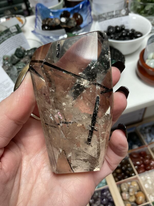 Tourmaline in Quartz Freeform on Stand - Image 6