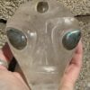 Clear Quartz Alien Head with Labradorite Eyes Carving - Image 2
