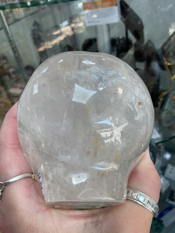 Clear Quartz Alien Head with Labradorite Eyes Carving - Image 10