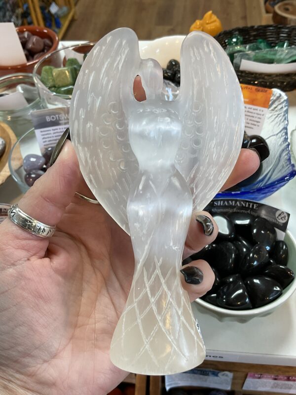 Selenite (Satin Spar) Angel Carving - Image 5