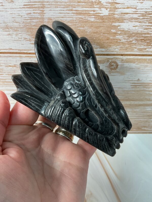 Silver Obsidian Fancy Dragon Head - Image 3