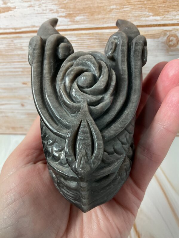 Silver Obsidian Fancy Dragon Head - Image 2