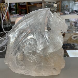 Clear Quartz Dragon on Castle Carving