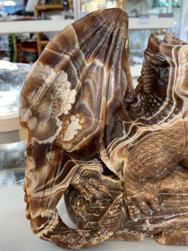 Chocolate Calcite Dragon on Castle Carving - Image 3