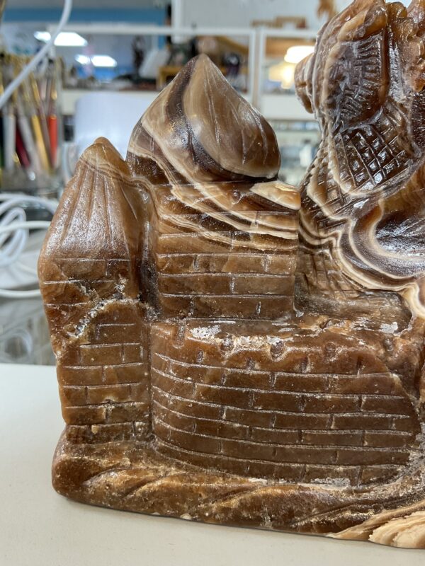 Chocolate Calcite Dragon on Castle Carving - Image 8