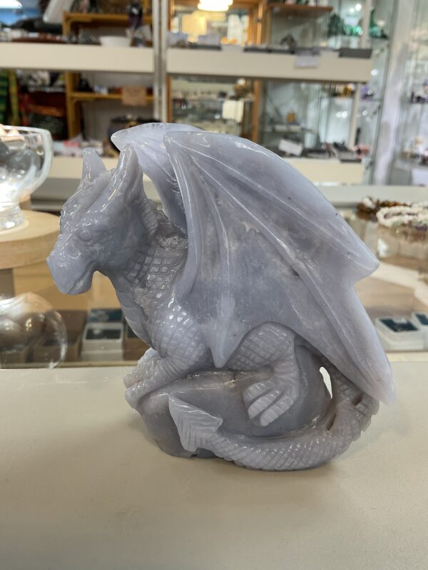 Blue Lace Agate Dragon Carving