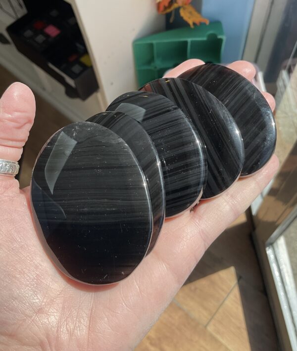 Midnight Lace Obsidian Palm Stone - Image 2