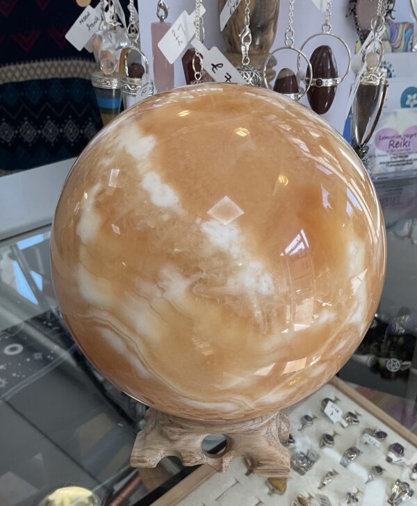 Extra Large Orange Calcite Sphere - Image 2