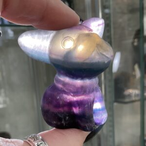 Rainbow Fluorite Dog Carving