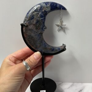 Sodalite Crescent Moon on Stand