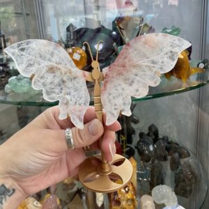 Fire Quartz Butterfly Wings on Stand