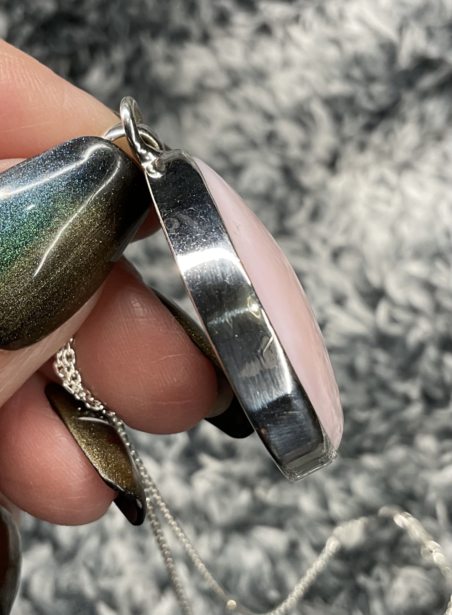 Sterling Silver Peruvian Pink Opal Pendant - Image 6