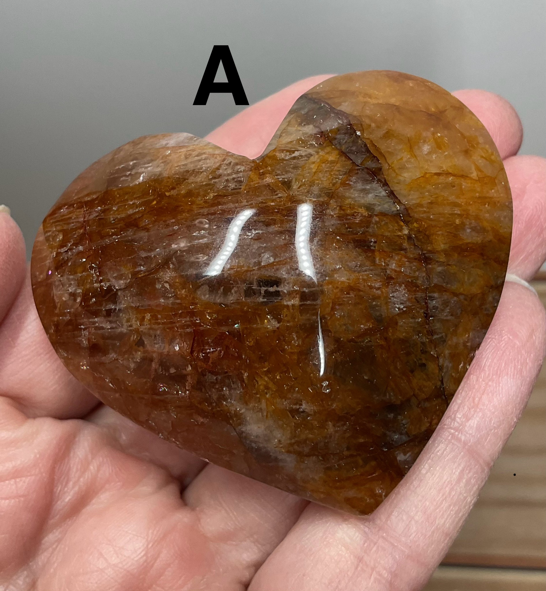 Golden Healer Heart Palm Stone - Image 3