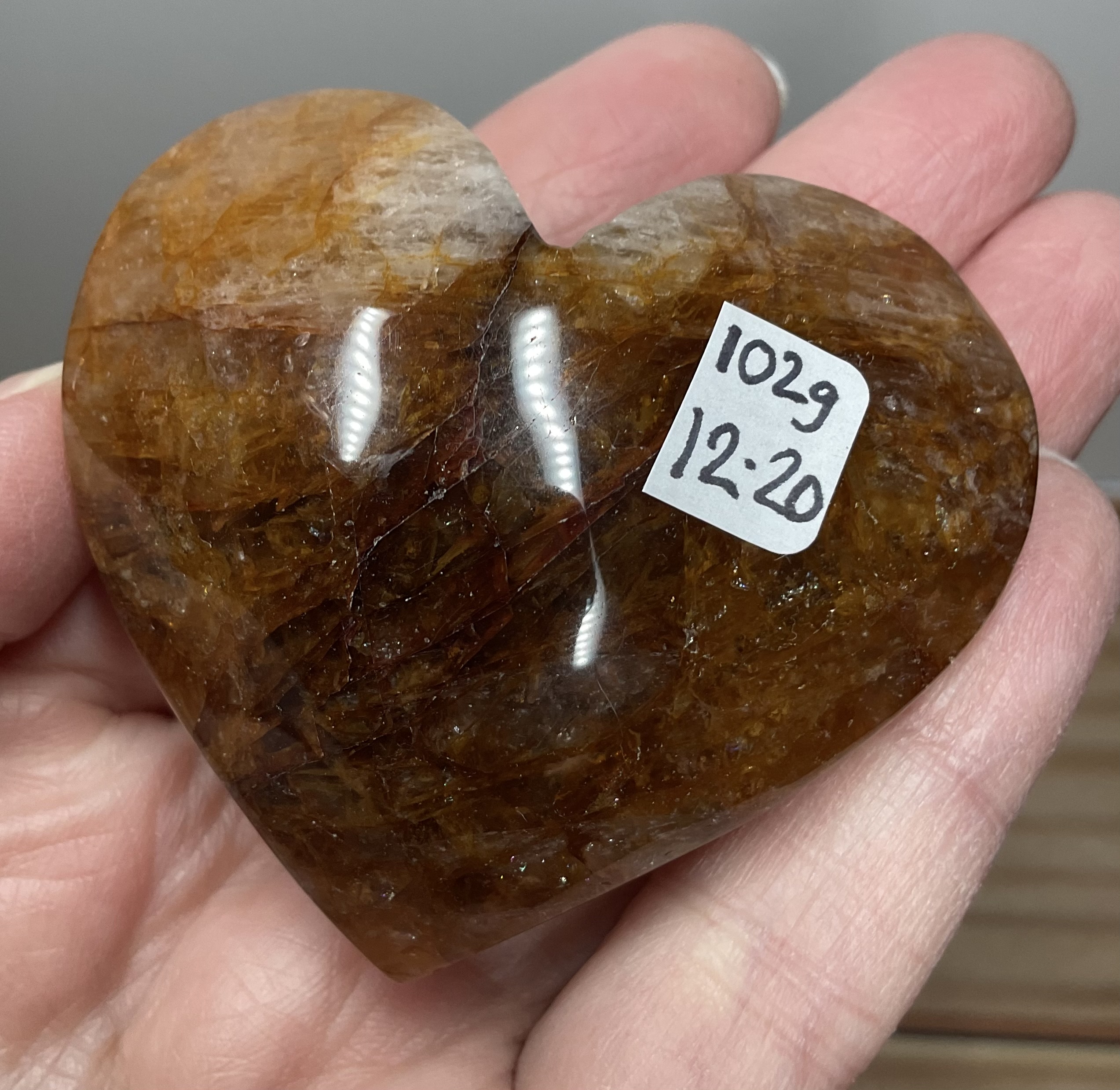 Golden Healer Heart Palm Stone - Image 4