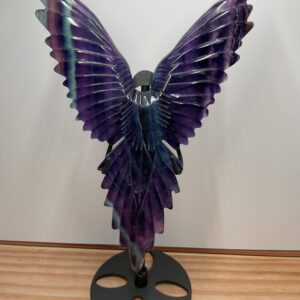 Rainbow Fluorite ‘Raven’ Carving on Stand